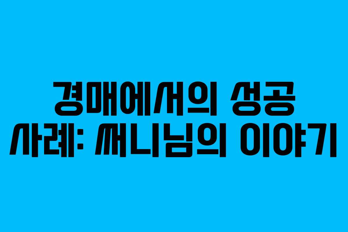 경매에서의 성공 사례: 써니님의 이야기