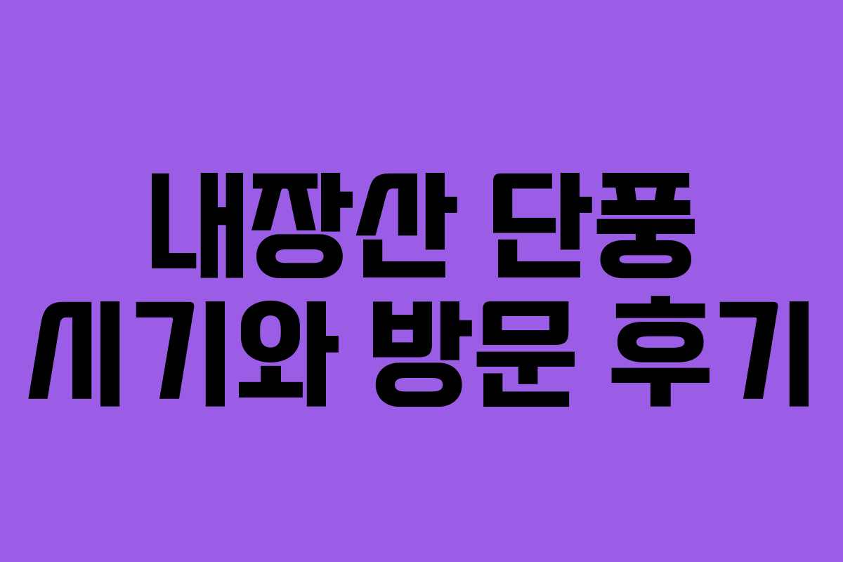 내장산 단풍 시기와 방문 후기