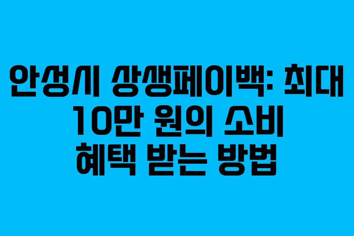 안성시 상생페이백: 최대 10만 원의 소비 혜택 받는 방법