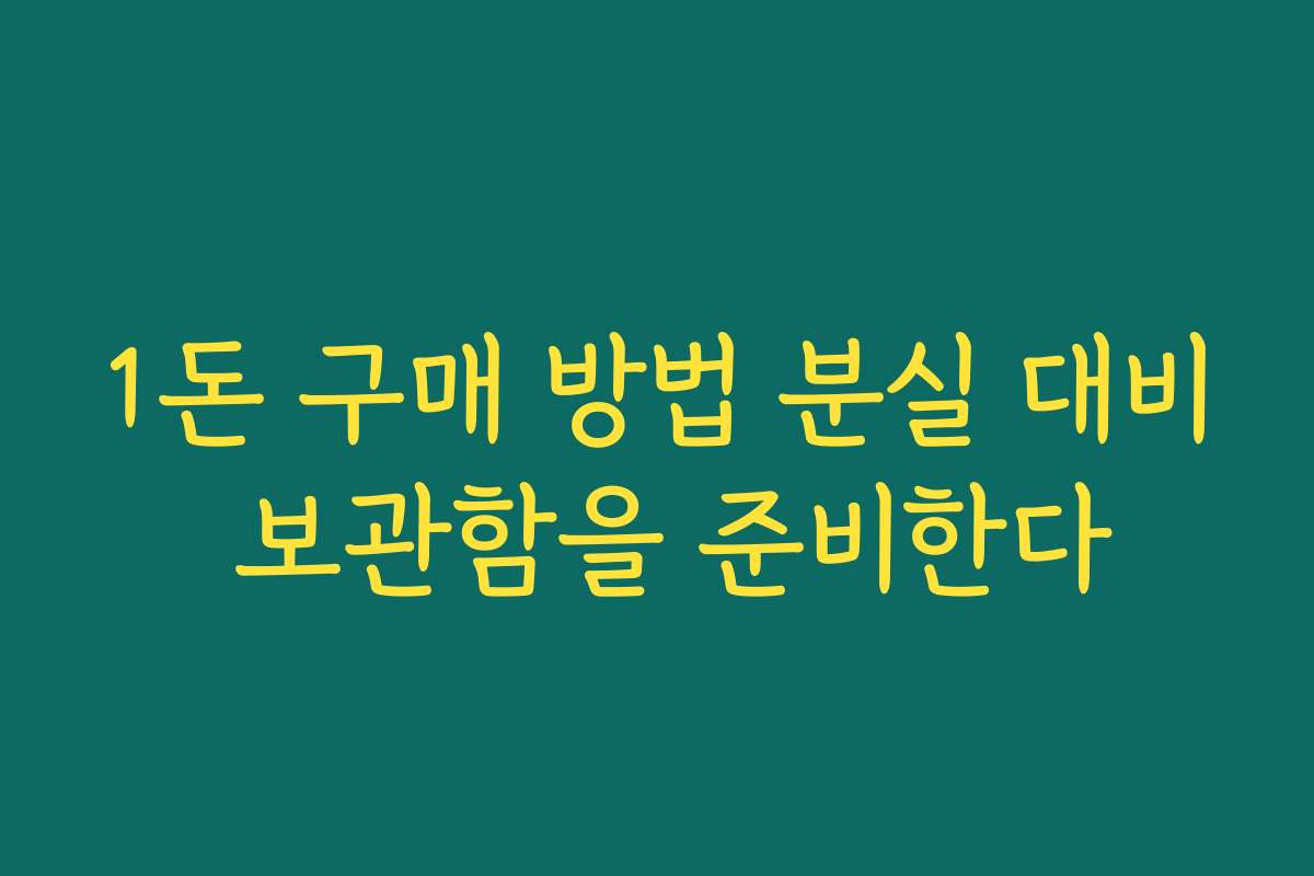 1돈 구매 방법 분실 대비 보관함을 준비한다