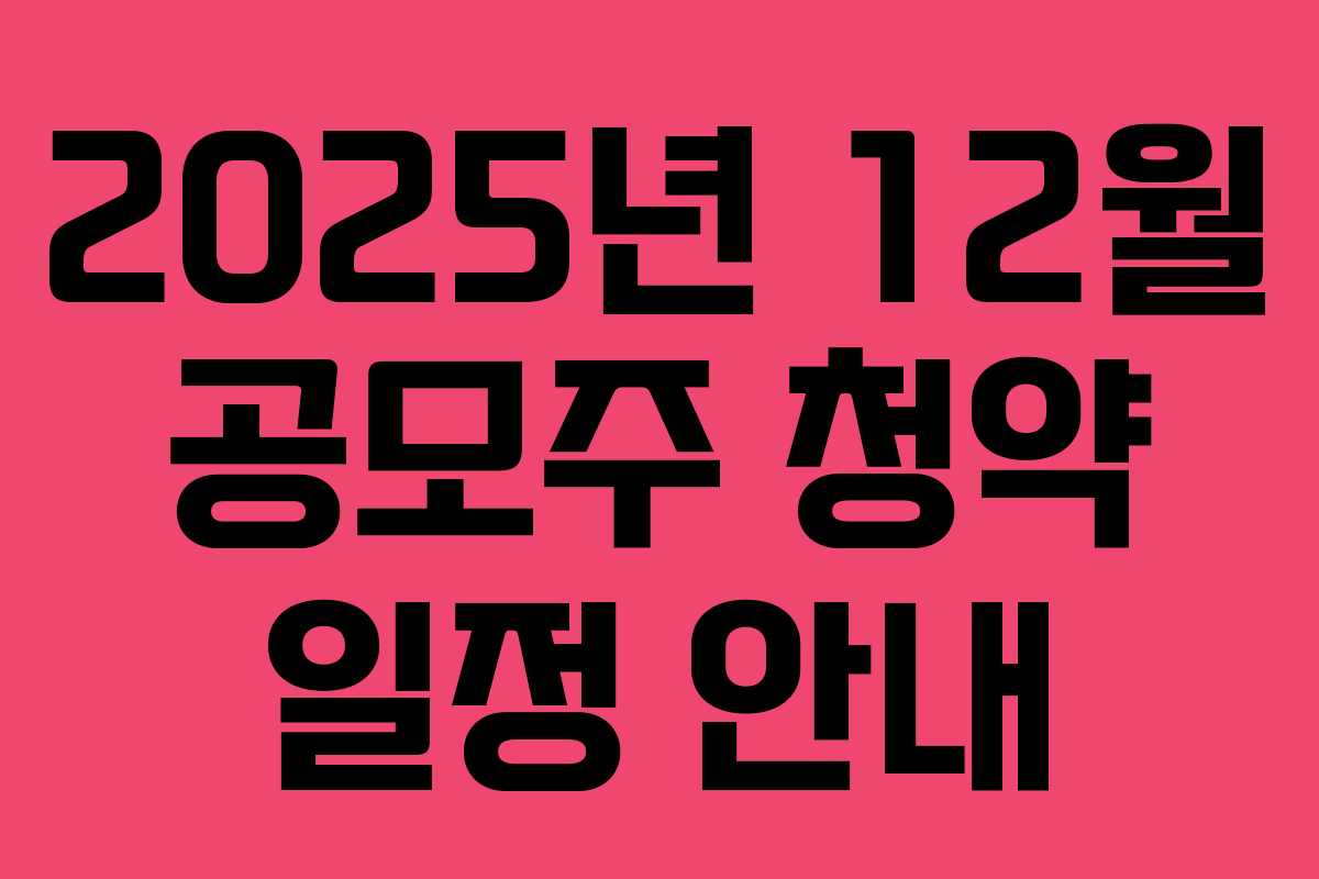 2025년 12월 공모주 청약 일정 안내
