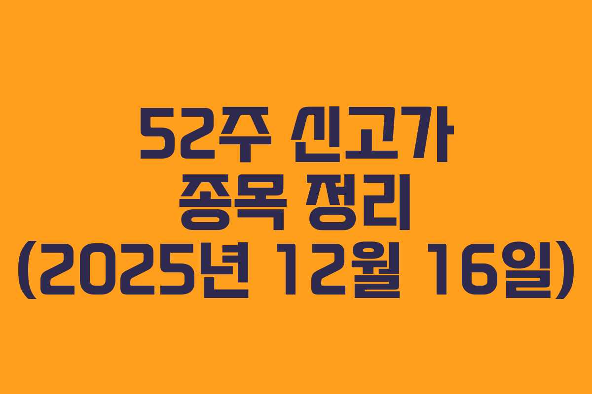 52주 신고가 종목 정리 (2025년 12월 16일)