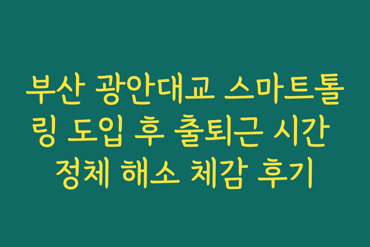 부산 광안대교 스마트톨링 도입 후 출퇴근 시간 정체 해소 체감 후기