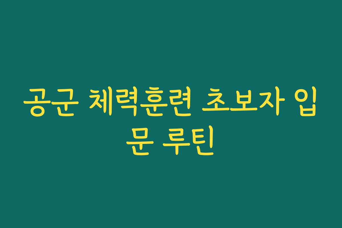 공군 체력훈련 초보자 입문 루틴