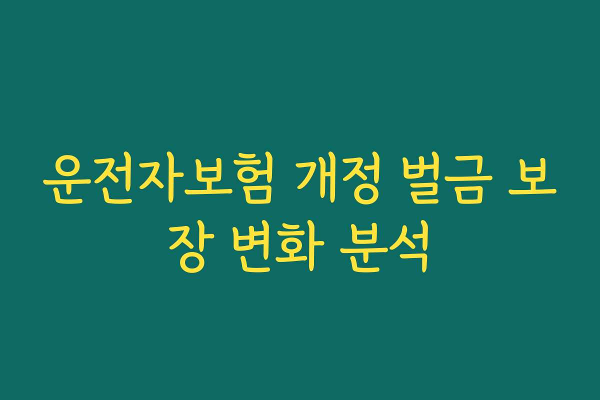 운전자보험 개정 벌금 보장 변화 분석