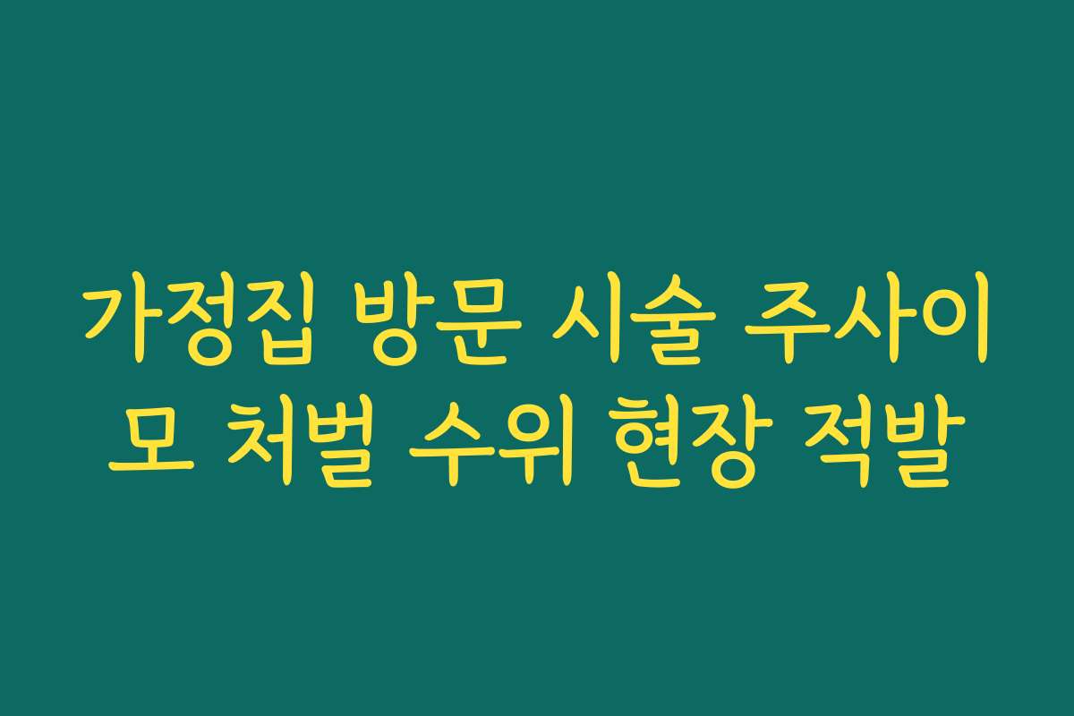 가정집 방문 시술 주사이모 처벌 수위 현장 적발