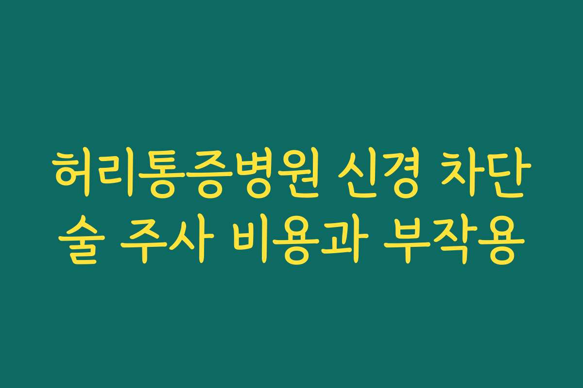허리통증병원 신경 차단술 주사 비용과 부작용