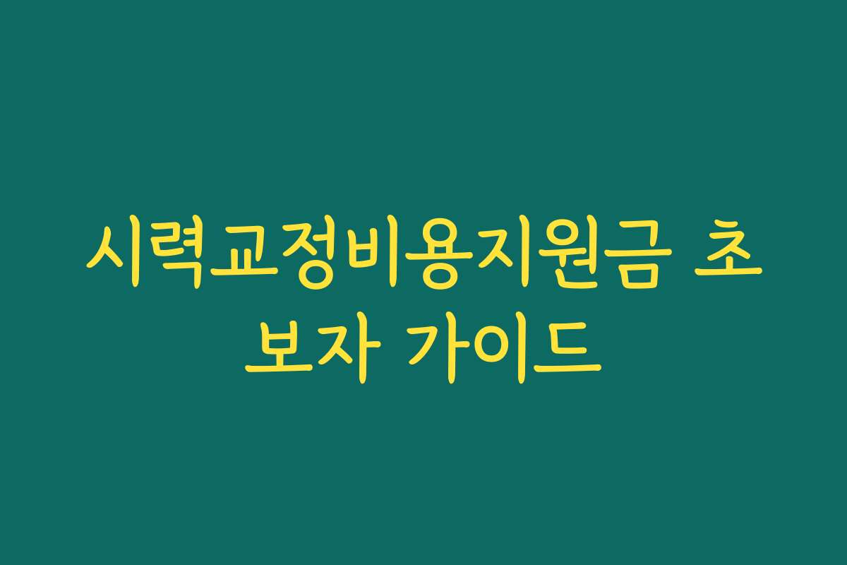시력교정비용지원금 초보자 가이드