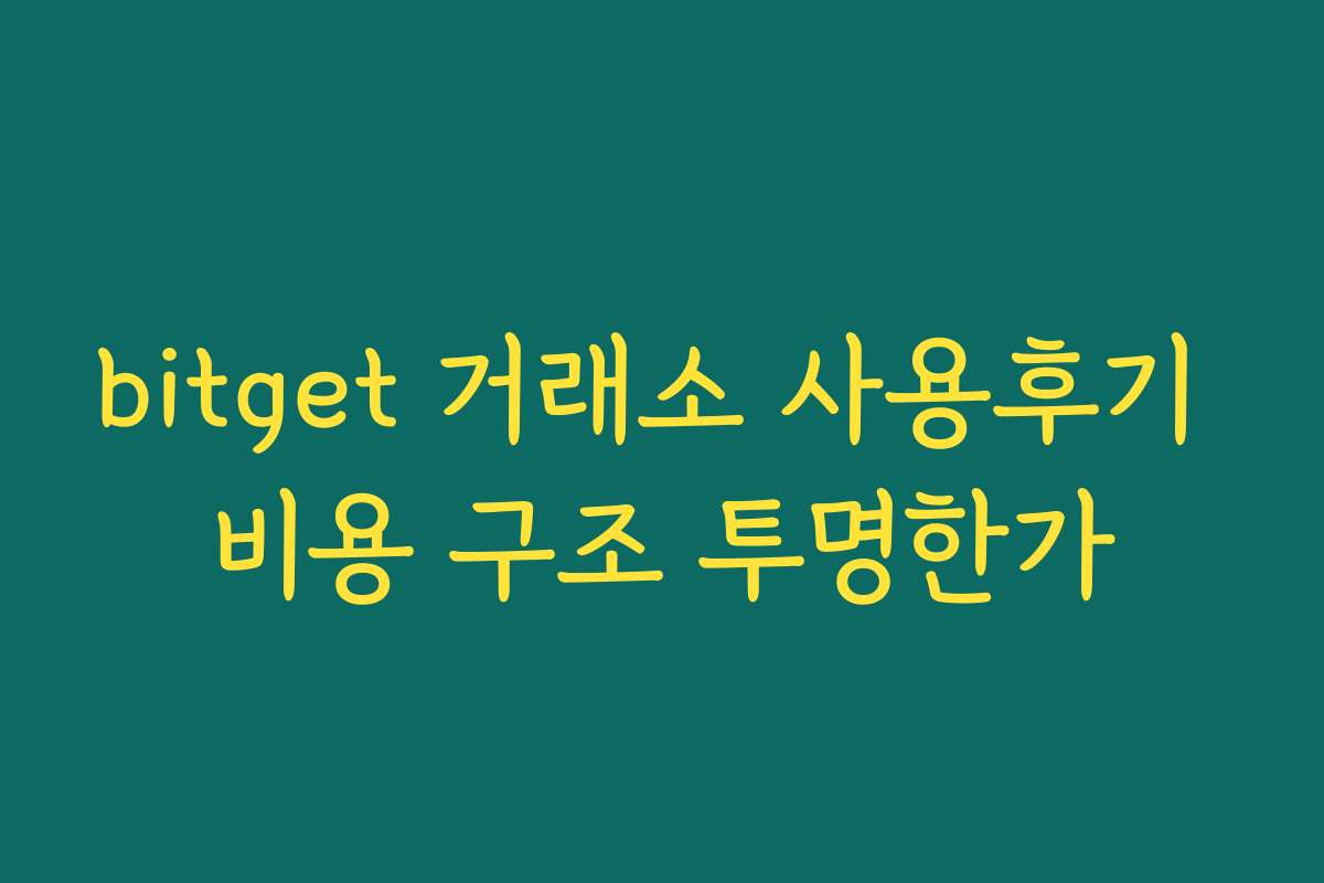 bitget 거래소 사용후기 비용 구조 투명한가