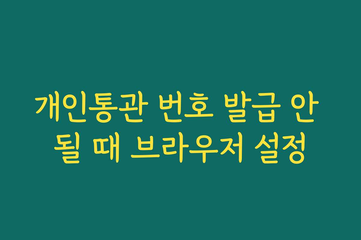 개인통관 번호 발급 안 될 때 브라우저 설정