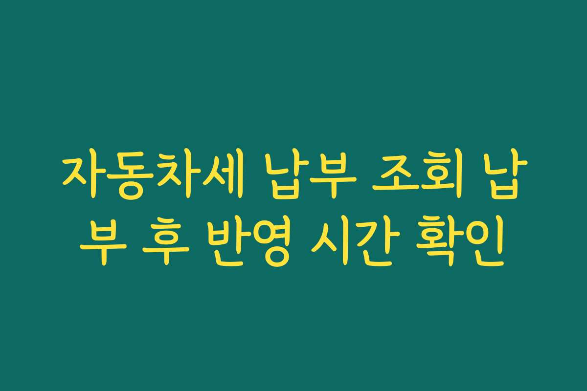 자동차세 납부 조회 납부 후 반영 시간 확인