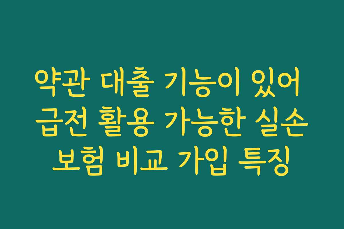 약관 대출 기능이 있어 급전 활용 가능한 실손보험 비교 가입 특징