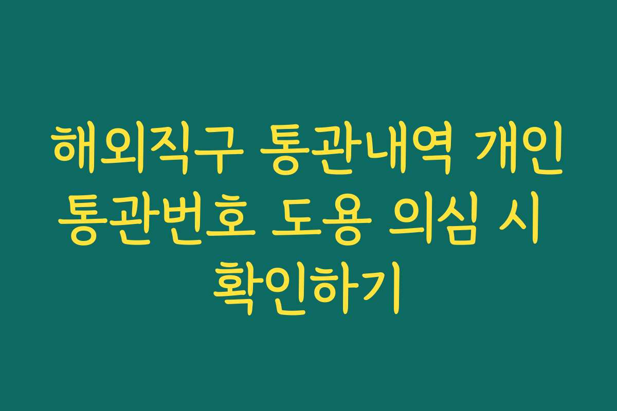 해외직구 통관내역 개인통관번호 도용 의심 시 확인하기