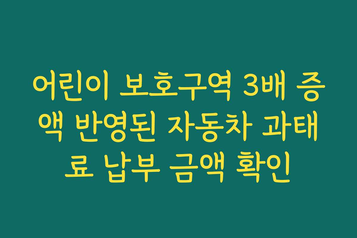 어린이 보호구역 3배 증액 반영된 자동차 과태료 납부 금액 확인
