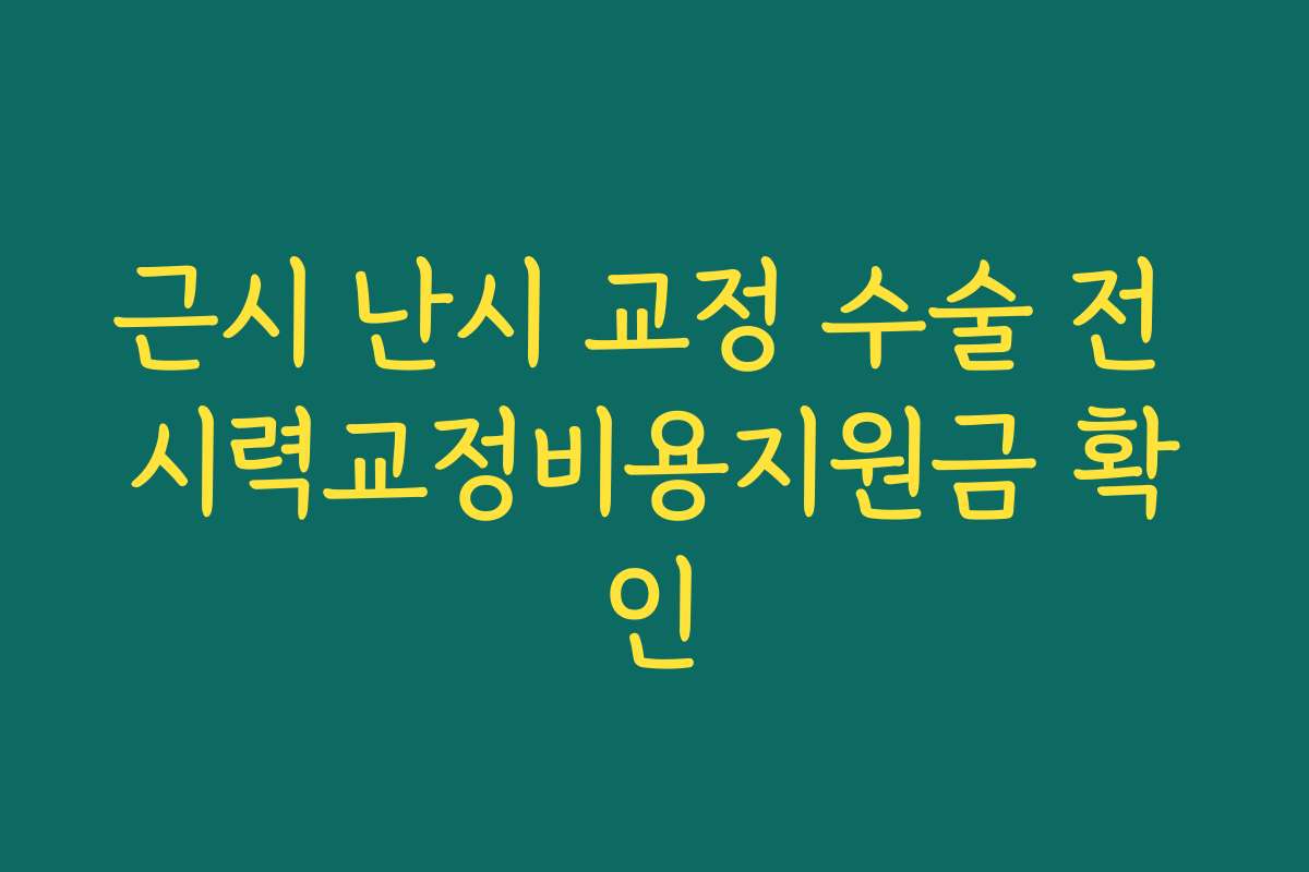근시 난시 교정 수술 전 시력교정비용지원금 확인