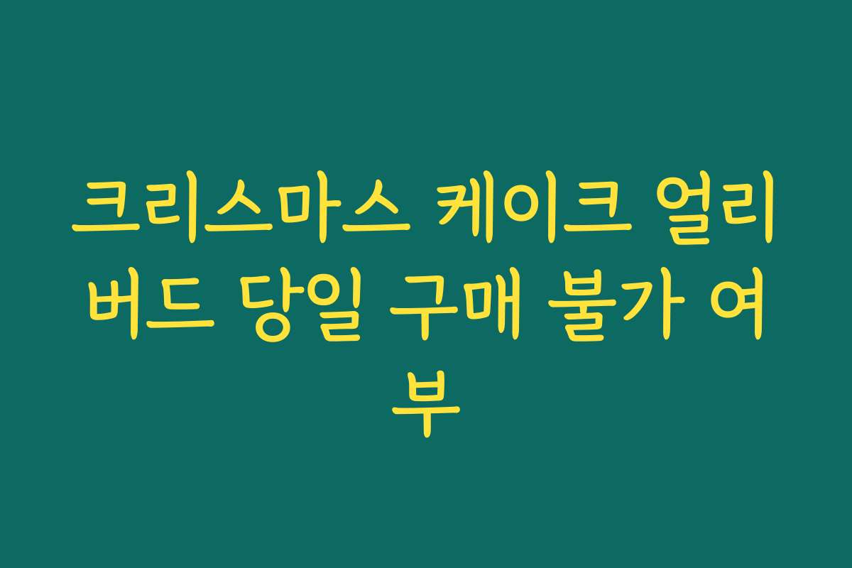 크리스마스 케이크 얼리버드 당일 구매 불가 여부