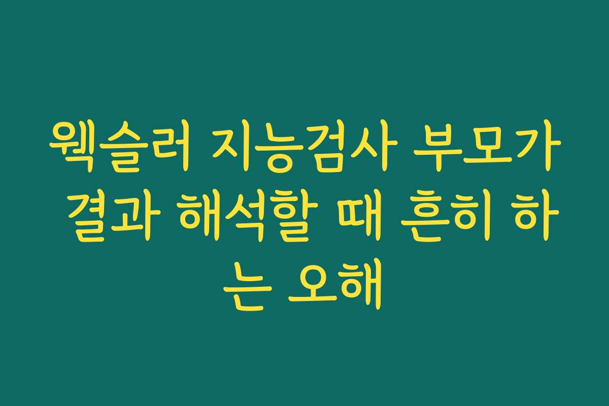 웩슬러 지능검사 부모가 결과 해석할 때 흔히 하는 오해