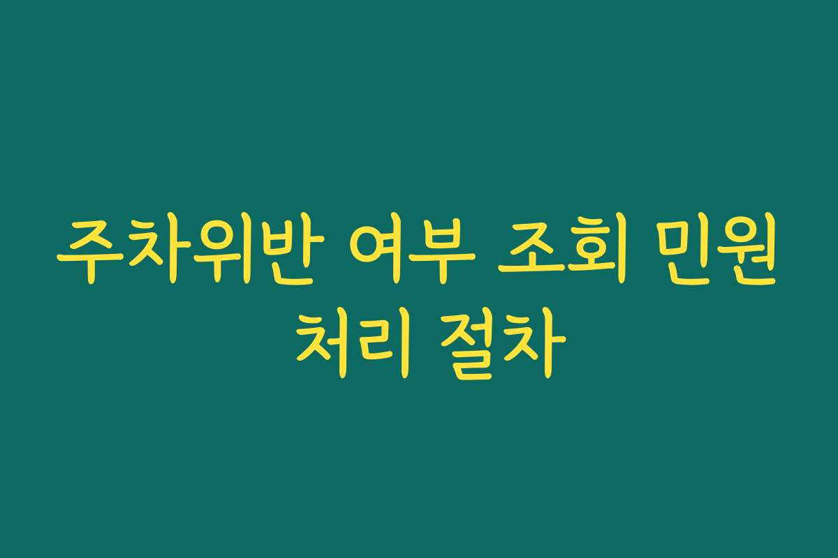 주차위반 여부 조회 민원 처리 절차