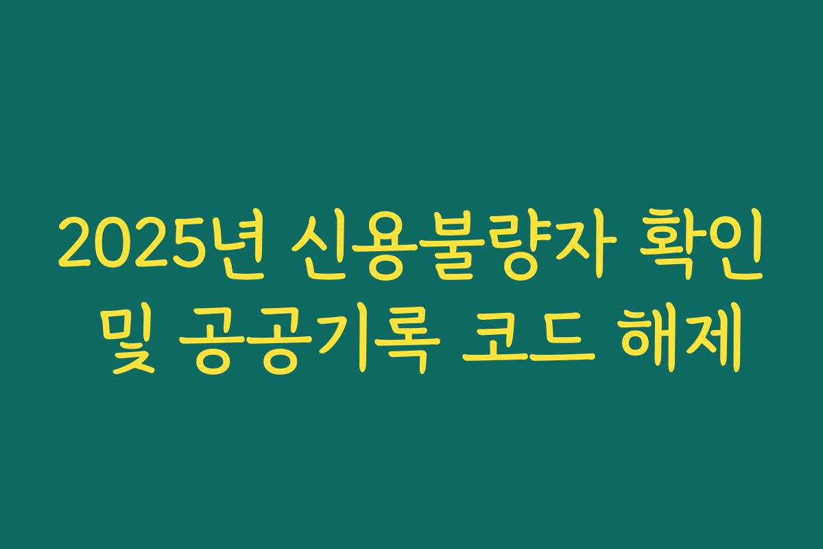2025년 신용불량자 확인 및 공공기록 코드 해제