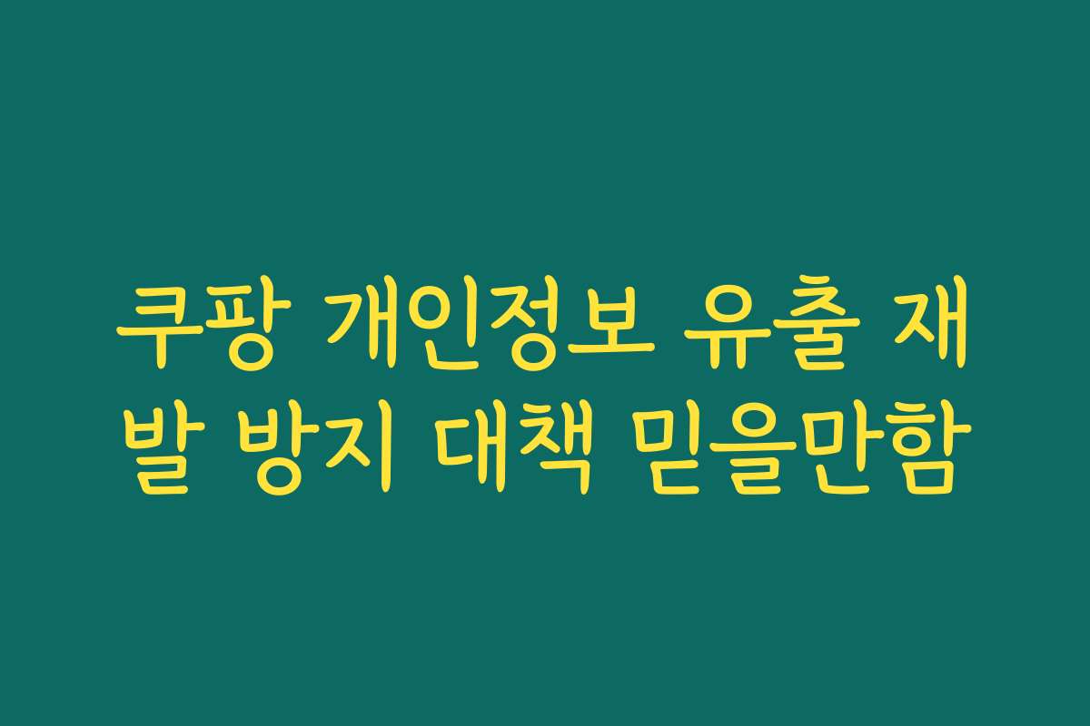 쿠팡 개인정보 유출 재발 방지 대책 믿을만함