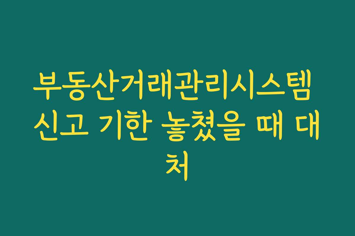 부동산거래관리시스템 신고 기한 놓쳤을 때 대처