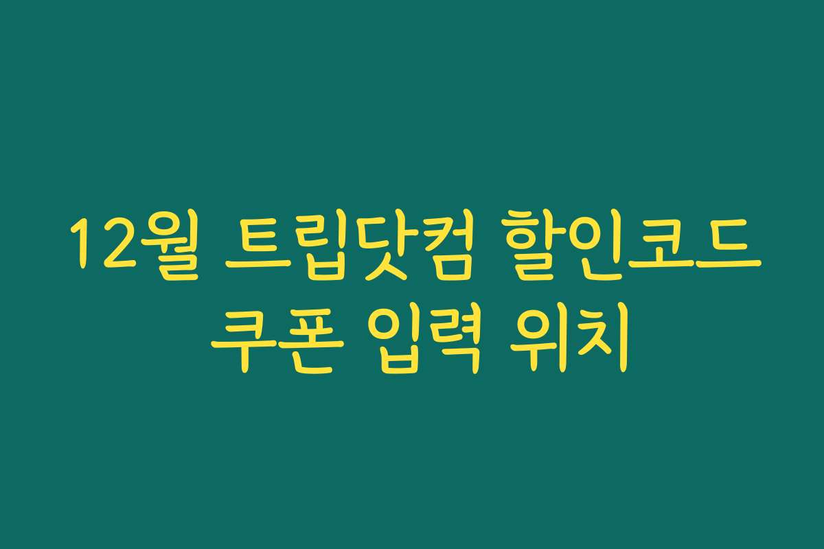 12월 트립닷컴 할인코드 쿠폰 입력 위치