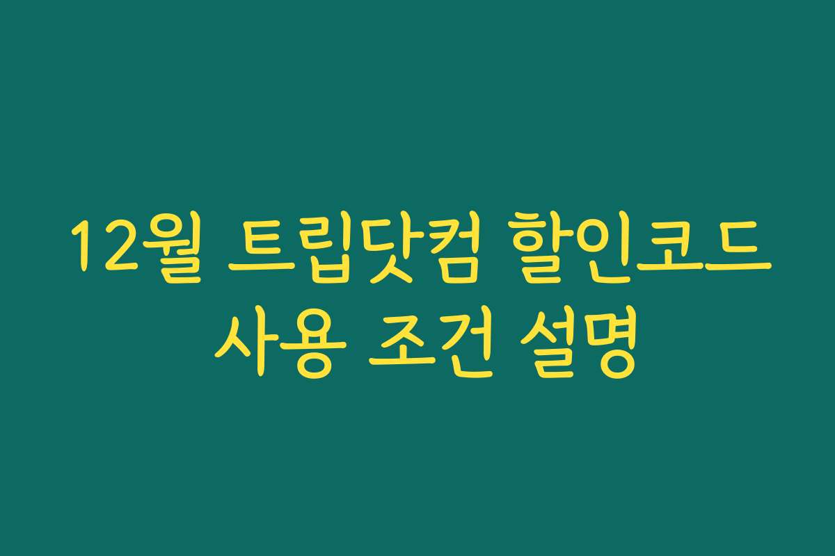 12월 트립닷컴 할인코드 사용 조건 설명