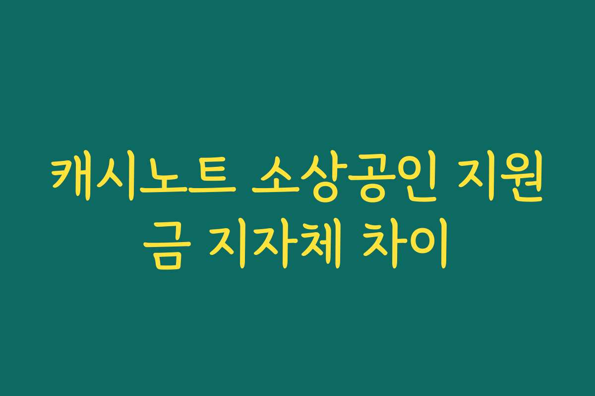캐시노트 소상공인 지원금 지자체 차이
