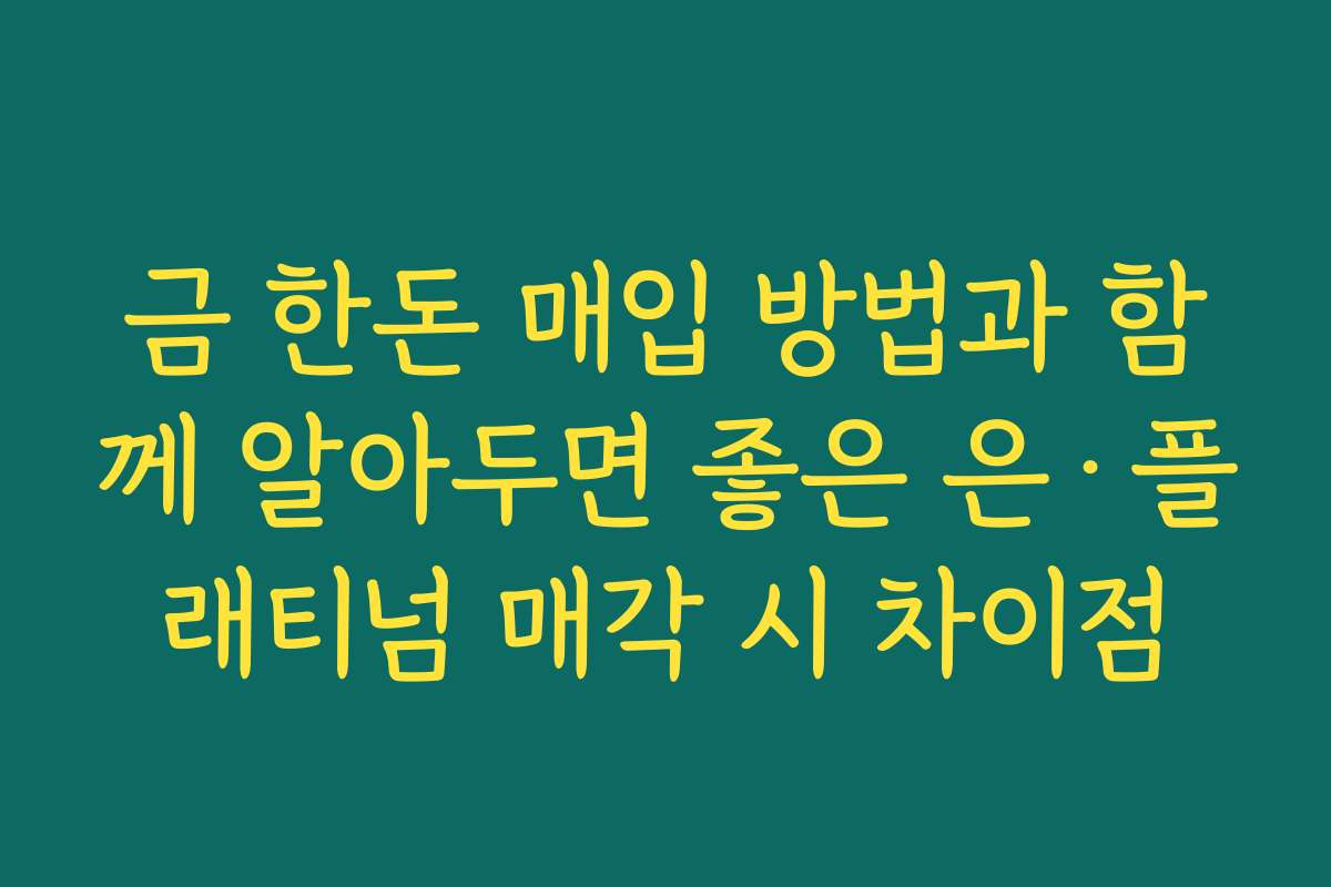 금 한돈 매입 방법과 함께 알아두면 좋은 은·플래티넘 매각 시 차이점