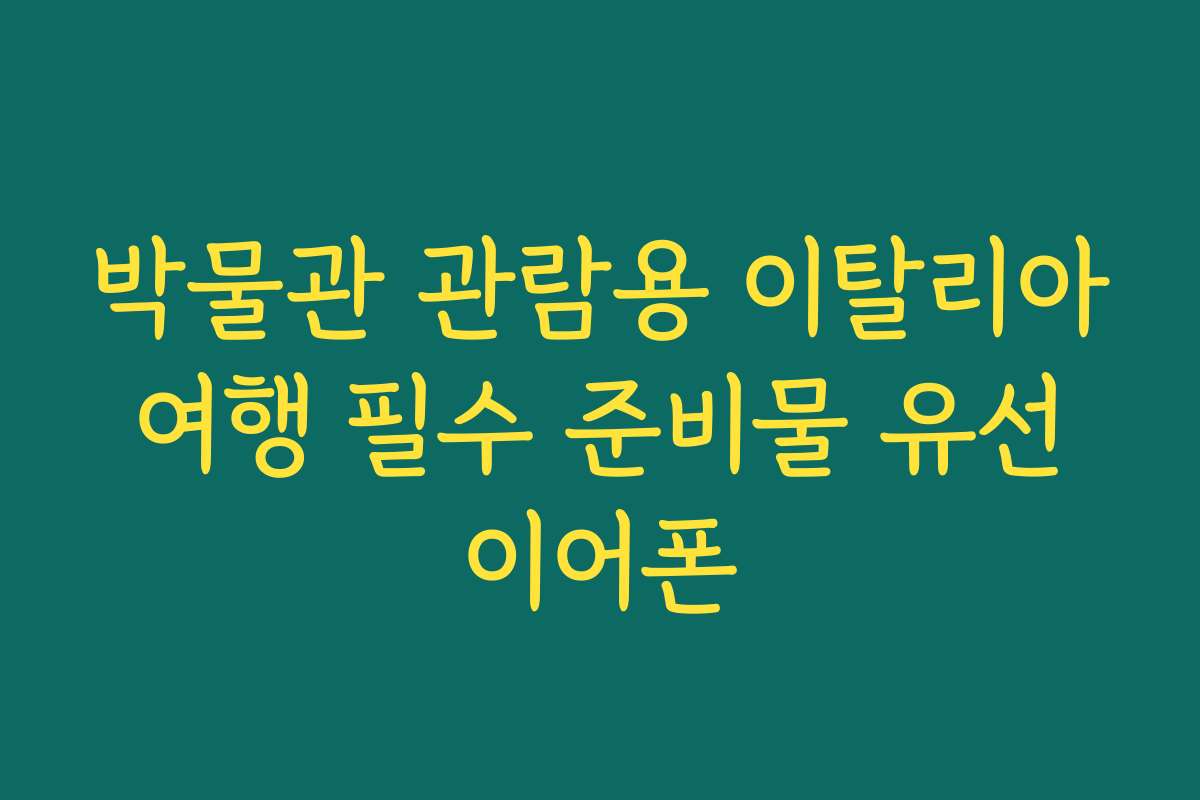 박물관 관람용 이탈리아 여행 필수 준비물 유선 이어폰