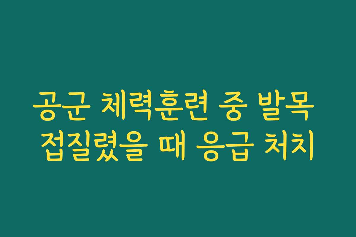 공군 체력훈련 중 발목 접질렸을 때 응급 처치