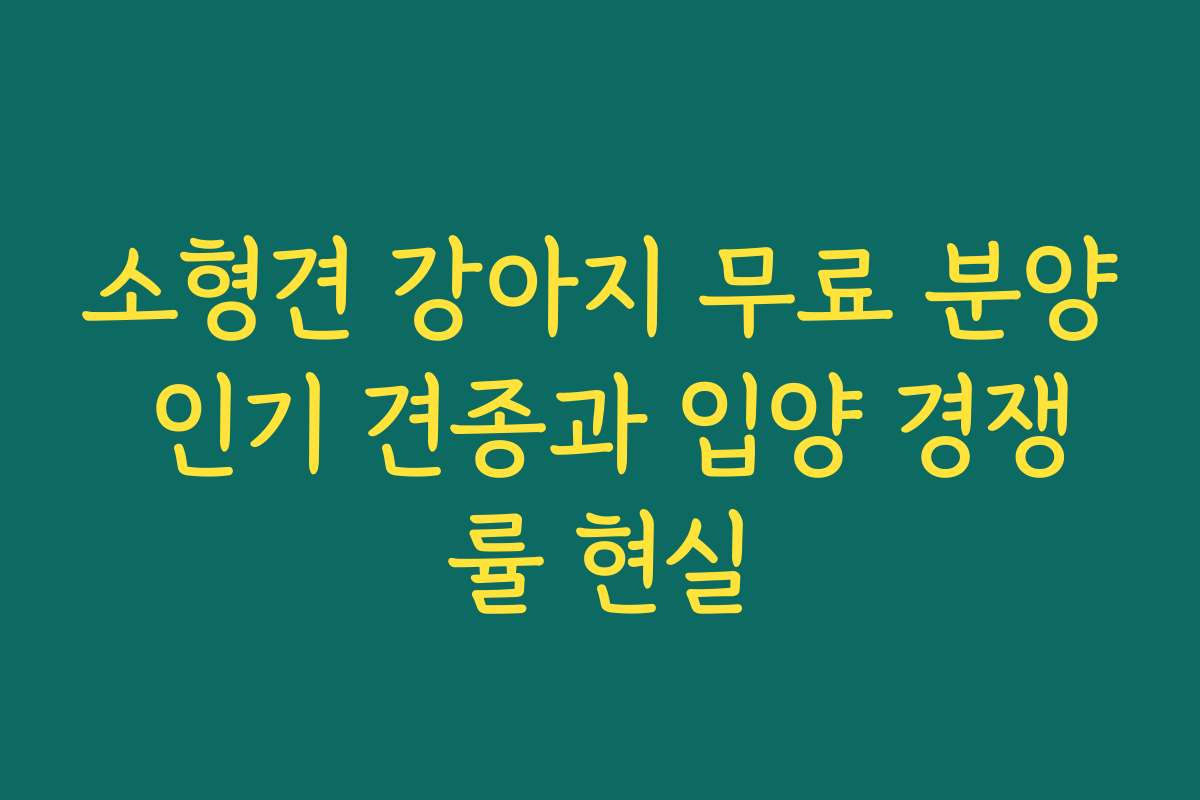 소형견 강아지 무료 분양 인기 견종과 입양 경쟁률 현실