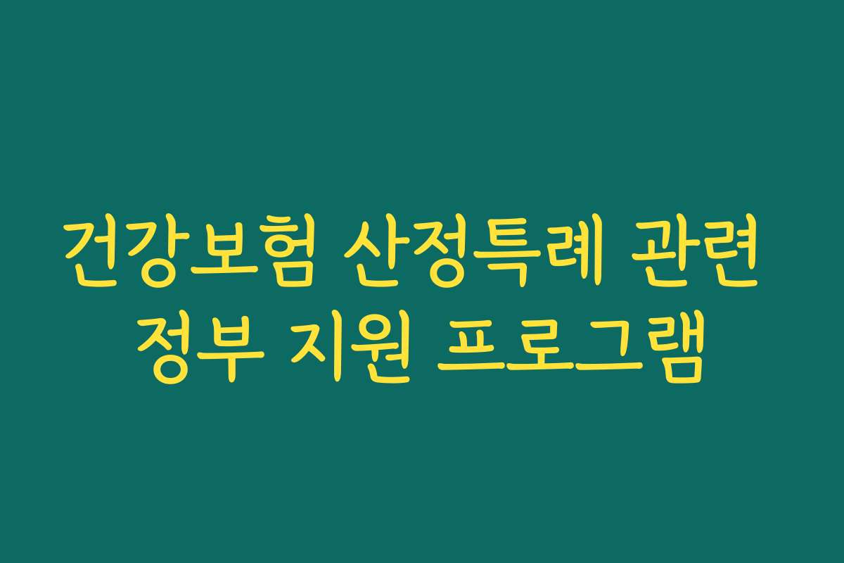 건강보험 산정특례 관련 정부 지원 프로그램