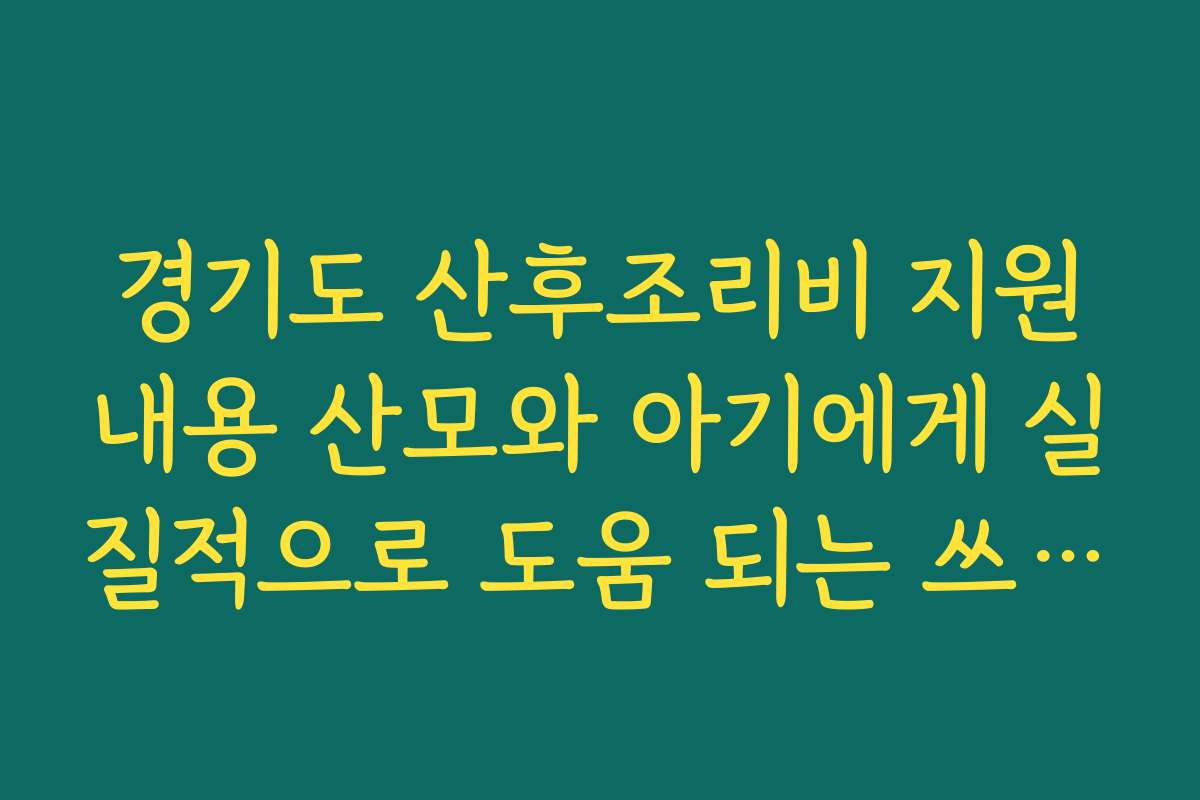 경기도 산후조리비 지원내용 산모와 아기에게 실질적으로 도움 되는 쓰임새