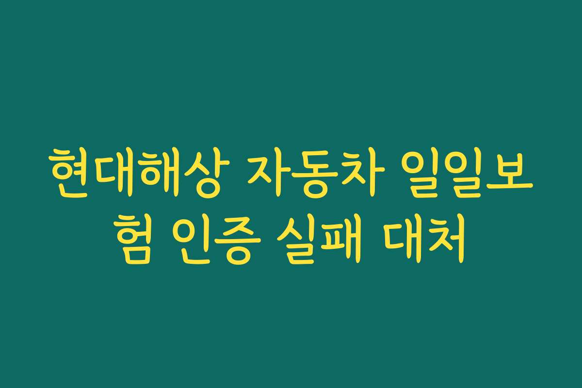 현대해상 자동차 일일보험 인증 실패 대처