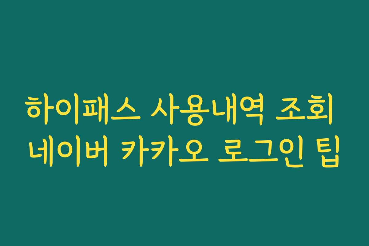 하이패스 사용내역 조회 네이버 카카오 로그인 팁