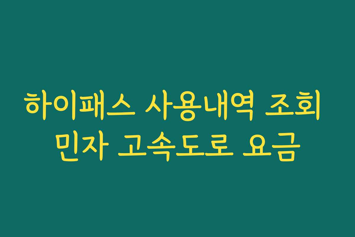하이패스 사용내역 조회 민자 고속도로 요금