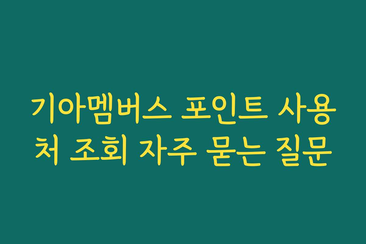 기아멤버스 포인트 사용처 조회 자주 묻는 질문
