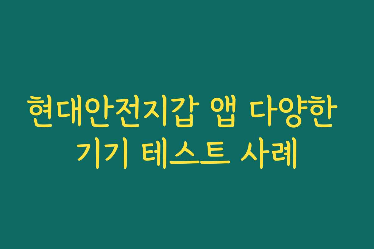 현대안전지갑 앱 다양한 기기 테스트 사례