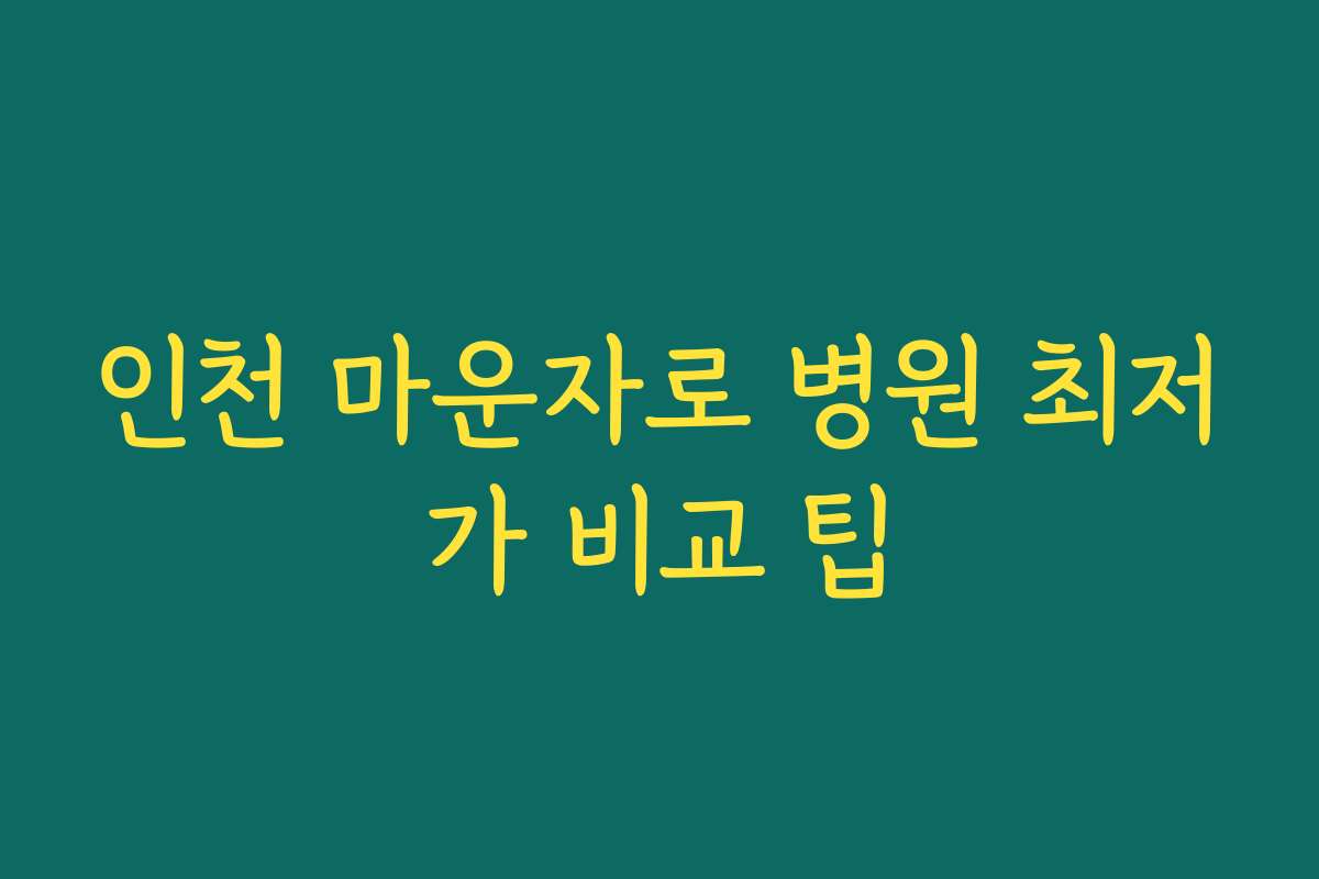 인천 마운자로 병원 최저가 비교 팁