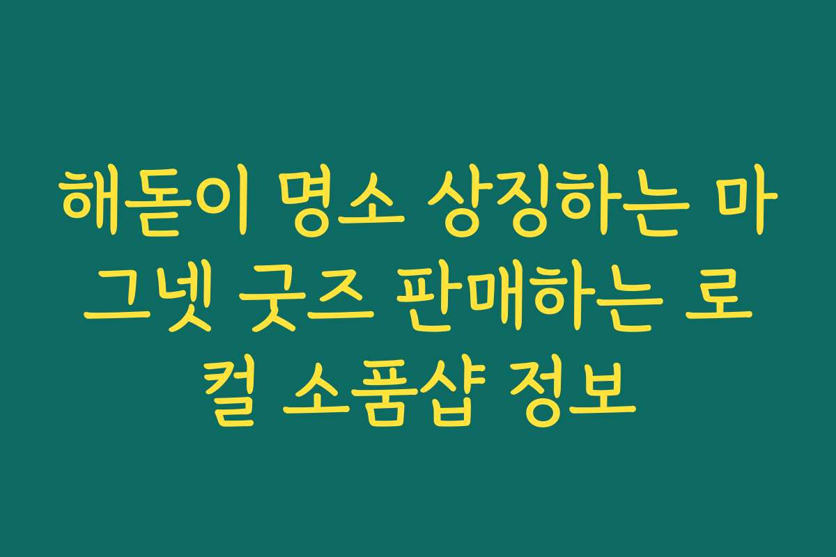 해돋이 명소 상징하는 마그넷 굿즈 판매하는 로컬 소품샵 정보