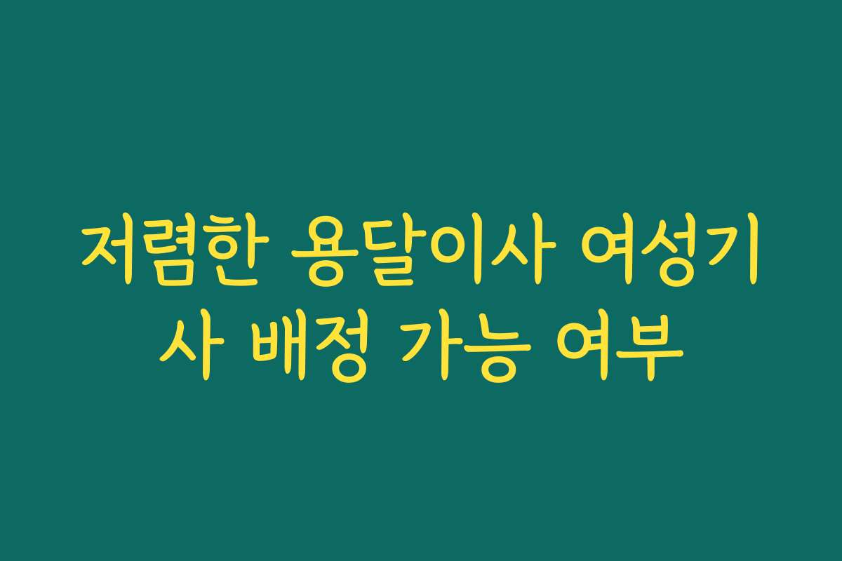 저렴한 용달이사 여성기사 배정 가능 여부