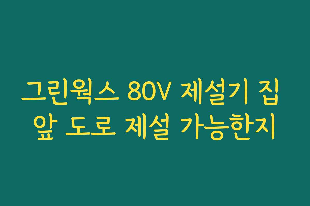 그린웍스 80V 제설기 집 앞 도로 제설 가능한지