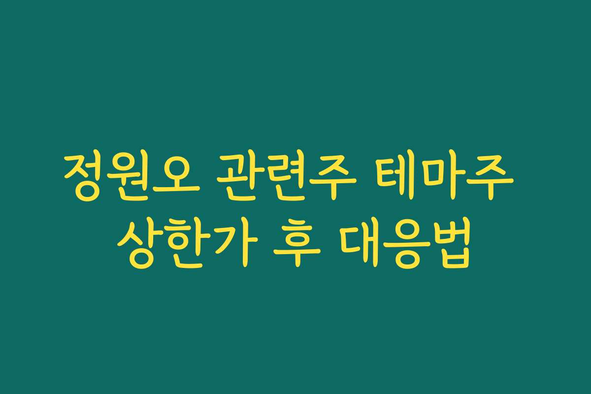 정원오 관련주 테마주 상한가 후 대응법