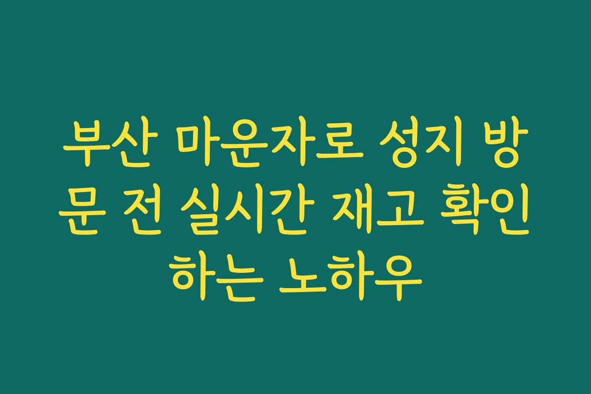 부산 마운자로 성지 방문 전 실시간 재고 확인하는 노하우