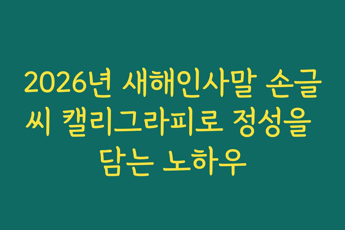 2026년 새해인사말 손글씨 캘리그라피로 정성을 담는 노하우