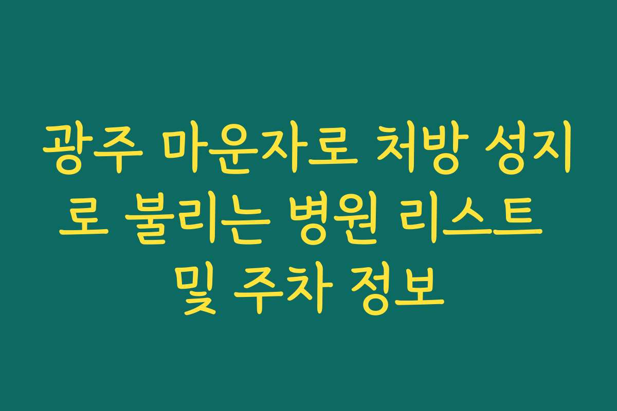 광주 마운자로 처방 성지로 불리는 병원 리스트 및 주차 정보