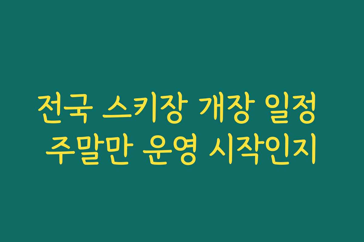 전국 스키장 개장 일정 주말만 운영 시작인지
