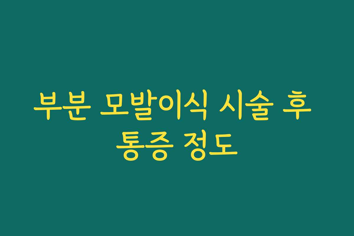 부분 모발이식 시술 후 통증 정도