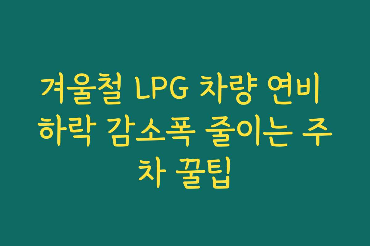 겨울철 LPG 차량 연비 하락 감소폭 줄이는 주차 꿀팁